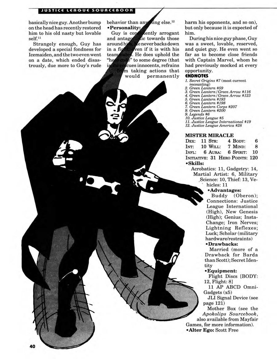 Guy Gardner in Justice League Sourcebook from Mayfair Games DC Heroes RPG