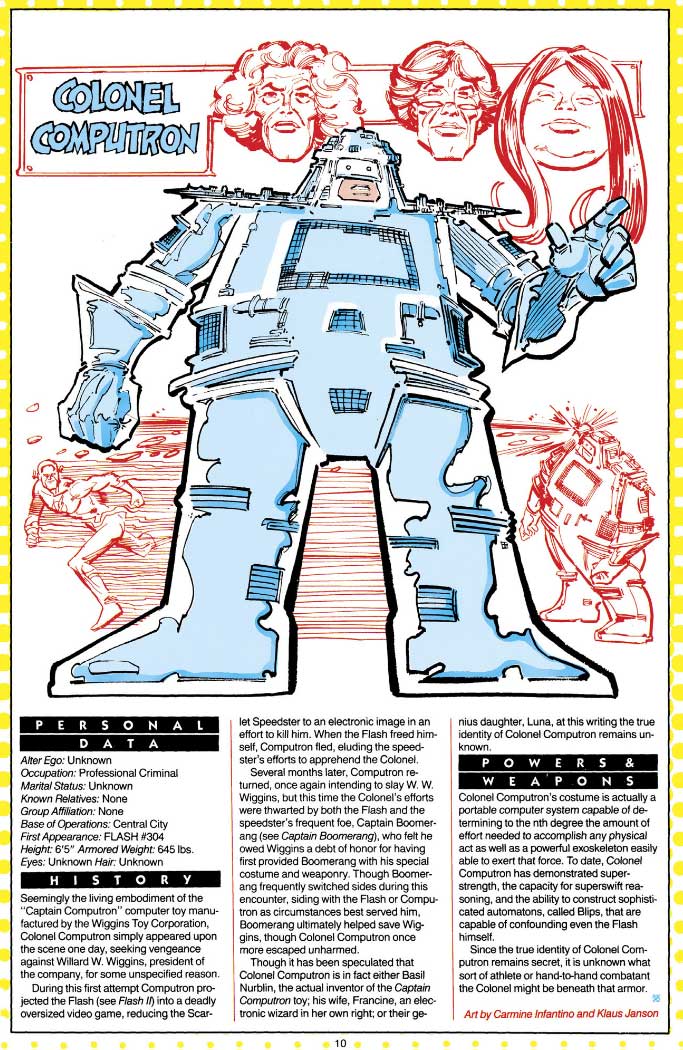 Colonel Computron by Carmine Infantino and Klaus Janson - Who's Who The Definitive Directory of the DC Universe Colonel Computron by Carmine Infantino and Klaus Janson - Who's Who The Definitive Directory of the DC Universe