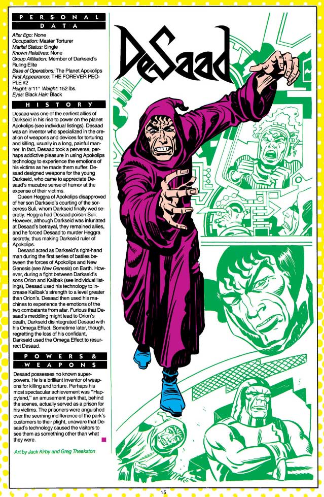 DeSadd by Jack Kirby and Greg Theakston - Who's Who The Definitive Directory of the DC Universe DeSadd by Jack Kirby and Greg Theakston - Who's Who The Definitive Directory of the DC Universe